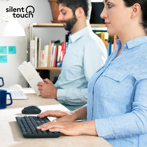 Logitech MK295 Silent Wireless Combo - USB Wireless Wi-FiRF - Graphite - USB Wireless Wi-Fi Mouse - Optical - Graphite - Volume Key 920-009782