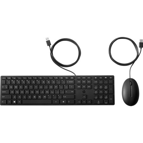 HP Wired Desktop 320MK Mouse and Keyboard - USB Cable - USB Cable Mouse - Optical - Scroll Wheel - Compatible with Notebook for 9SR36AAABA