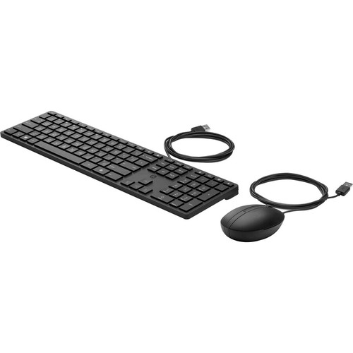 HP Wired Desktop 320MK Mouse and Keyboard - USB Cable Keyboard - English - Black - Cable Mouse - Black - Compatible with PC (Fleet Network)