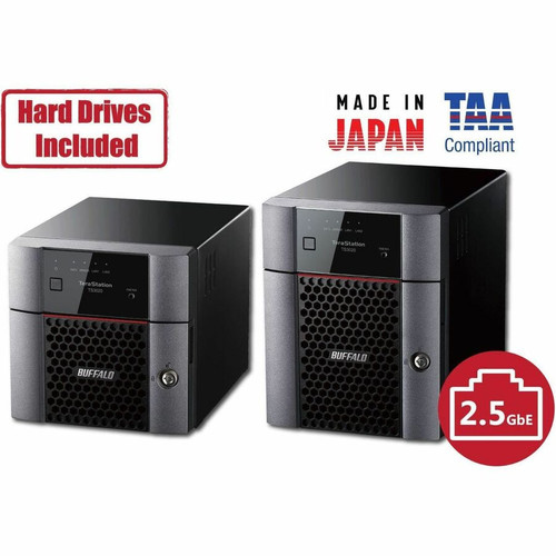 BUFFALO TeraStation 3420DN 4-Bay Desktop NAS 8TB (2x4TB) with HDD NAS Hard Drives Included 2.5GBE / Computer Network Attached Storage (Fleet Network)