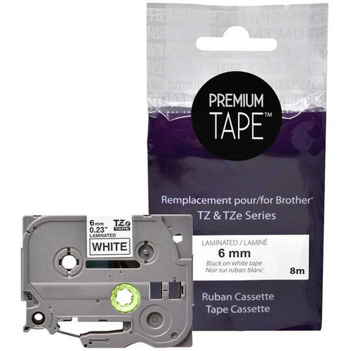 Premium Tape Label Tape - Alternative for Brother TZe-211 - 1/4" X 26' (6 mm X 8 m) - Black on White - 1 Pack (Fleet Network)