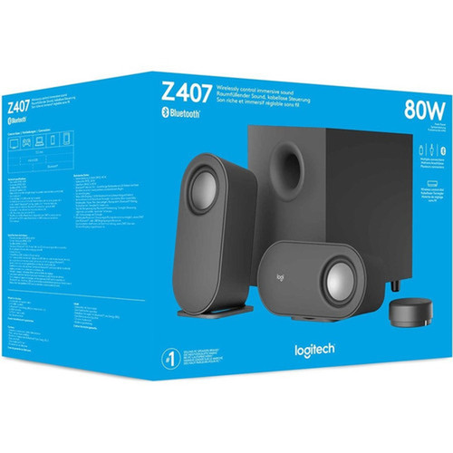 Logitech Z407 Bluetooth Speaker System - 40 W RMS - Black - Desktop - USB 980-001347