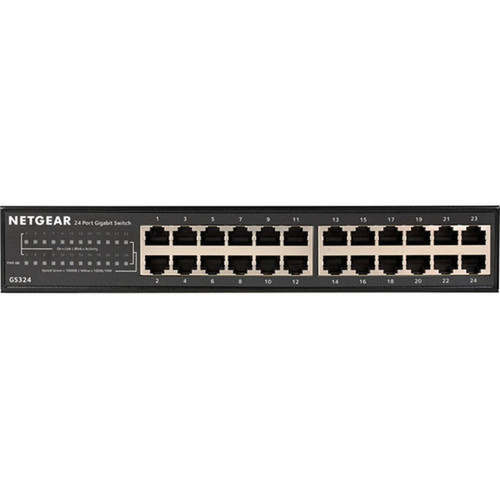 Netgear GS324 Ethernet Switch - 24 Ports - 2 Layer Supported - 1210 W Power Consumption - Twisted Pair - Desktop Wall Mountable - 3 GS324-200NAS