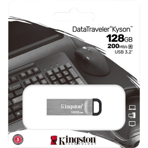 Kingston DataTraveler Kyson 128GB USB 32 Gen 1 Type A Flash Drive - 128 GB - USB 32 Gen 1 Type A - 200 MBs Read Speed - 60 MBs DTKN128GB