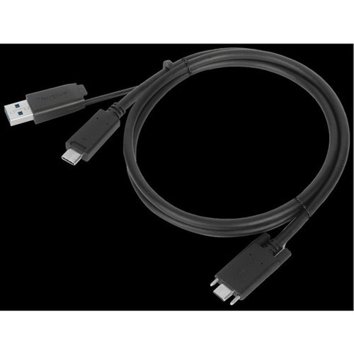 Targus 1M USB-C Male with Screw to USB-C Male Cable with USB-A Tether - 33 ft USBUSB-C Data Transfer Cable for Dock Tablet - First ACC1133GLX