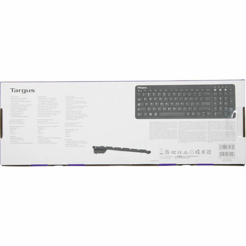 Targus Midsize Multi-Device Bluetooth Antimicrobial Keyboard - Wireless Connectivity - Bluetooth - ChromeOS - English US - QWERTY - AKB863US