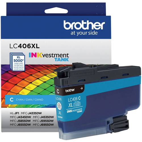Brother INKvestment LC406XLC Original High Yield Inkjet Ink Cartridge - Single Pack - Cyan - 1 Each - 5000 Pages (Fleet Network)