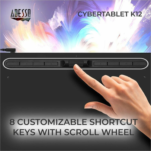 Adesso 12 x 7 Graphic Tablet - Graphics Tablet - 12 30480 mm x 7 17780 mm - 5080 lpi Cable - 8192 Pressure Level - Pen - 1 - Cybertablet K12