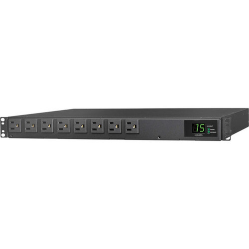 Tripp Lite 8-Outlets PDU - Metered Auto Transfer Switch - NEMA 5-15P - 8 x NEMA 5-15R - 120 V AC - 1U - Horizontal - Rack-mountable - PDUMH15ATS
