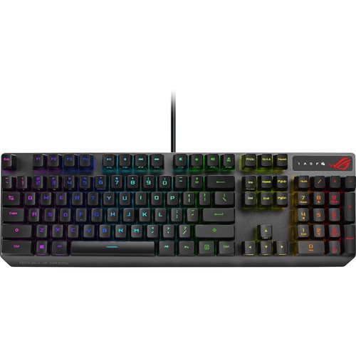 Asus ROG Strix Scope RX Gaming Keyboard - Cable Connectivity - USB 2.0 Type A Interface - RGB LED - 104 Key - PC - Mechanical - Black (Fleet Network)