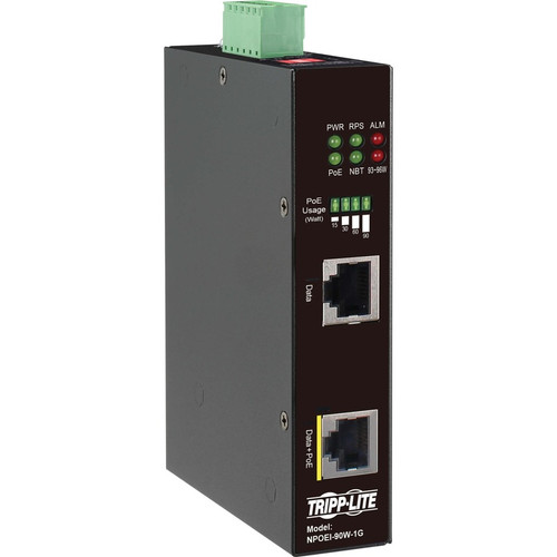 Tripp Lite NPOEI-90W-1G PoE Injector - 57 V DC Input - 1 x Ethernet Input Port(s) - 1 x RJ-45 Output Port(s) - Black (Fleet Network)