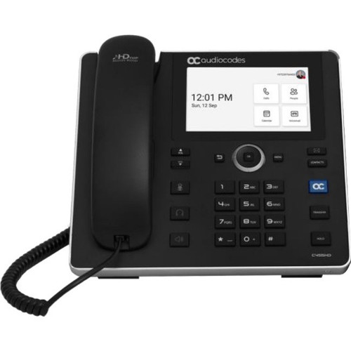 AudioCodes C455HD IP Phone - Corded - Corded - Wi-Fi, Bluetooth - Wall Mountable - Black - VoIP - IEEE 802.11b/g/n - 2 x Network - PoE (Fleet Network)