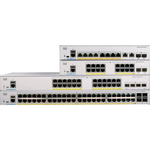 Cisco Catalyst C1000-24P Ethernet Switch - 24 Ports - Manageable - Gigabit Ethernet - 101001000Base-T 1000Base-X - Refurbished - 2 C1000-24P-4G-L-RF