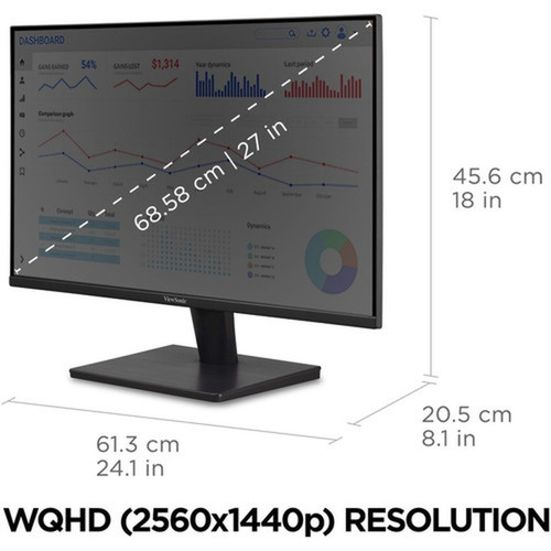 ViewSonic Graphic VA2715-2K-MHD 27 WQHD LED Monitor - 169 - Black - 27 68580 mm Class - Multi-domain Vertical Alignment MVA - VA2715-2K-MHD