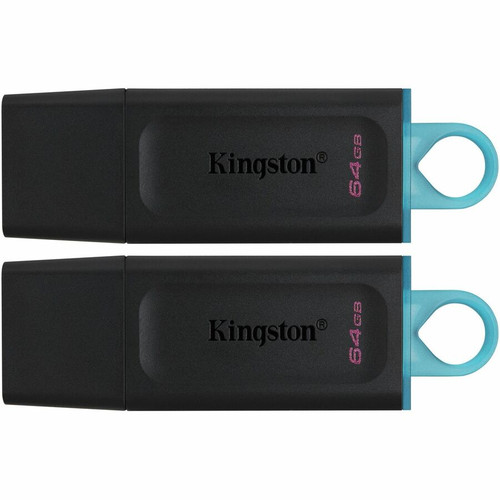 Kingston DataTraveler Exodia 64GB USB 3.2 (Gen 1) Flash Drive - 64 GB - USB 3.2 (Gen 1) - Black, Teal - 5 Year Warranty - 2 Pack (Fleet Network)