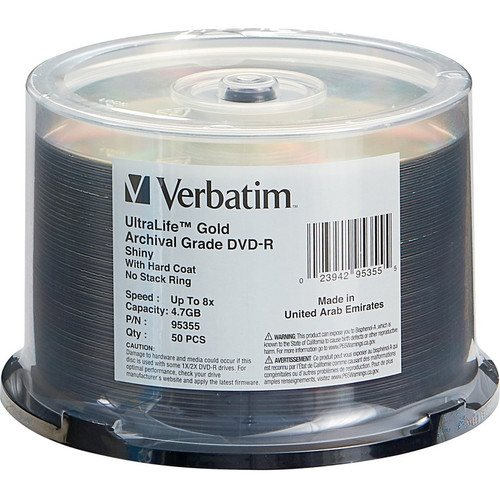 Verbatim UltraLife 95355 DVD Recordable Media - DVD-R - 8x - 4.70 GB - 50 Pack Spindle (Fleet Network)