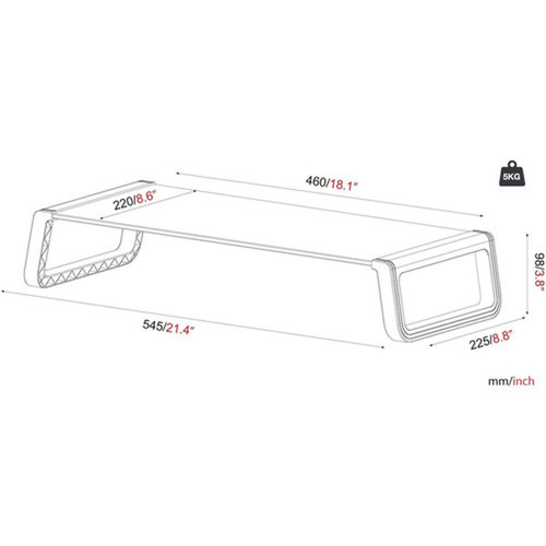 Amer Mounts Desk Monitor Riser Stand - 499 kg Load Capacity - 380 9652 mm Height x 880 22352 mm Width - Desk - Glass - AMRPHONEBOOK