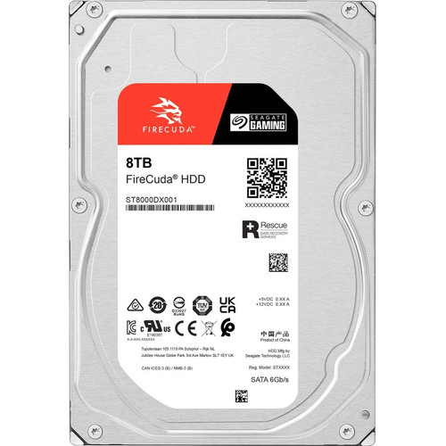 Seagate FireCuda ST8000DX001 8 TB Hard Drive - 3.5" Internal - SATA (SATA/600) - Conventional Magnetic Recording (CMR) Method - - 5 - (Fleet Network)