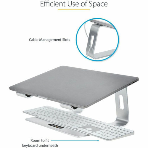 StarTechcom Laptop Stand for Desk Supports 5kg  11lb Aluminum Silver Ergonomic Laptop Riser Portable Laptop Holder for Desk - - LAPTOP-STAND-SILVER