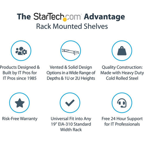 StarTechcom 1U Vented Server Rack Cabinet Shelf - Fixed 20 Deep Cantilever Rackmount Tray for 19 DataAVNetwork Enclosure wCage - SHELF-1U-20-FIXED-V