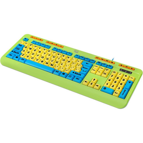 Adesso Antimicrobial Wired Kids Keyboard and Mouse Combo - USB Membrane Cable Keyboard - 104 Key - English US - USB Wireless Mouse - AKB-132DB