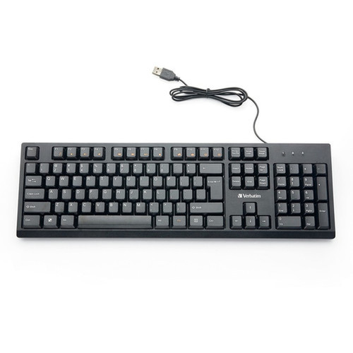 Verbatim Wired Keyboard - Cable Connectivity - USB Interface Multimedia Hot Keys - Linux ChromeOS Mac OS Windows Mac PC 70735