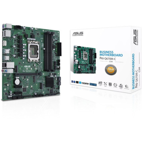 Asus PRO Q670M-C-CSM Desktop Motherboard - Intel Q670 Chipset - Socket LGA-1700 - Intel Optane Memory Ready - Micro ATX - Core i3 i5 PRO Q670M-C-CSM