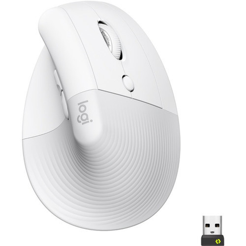 Logitech Lift Vertical Ergonomic Mouse Off-white - Optical - Wireless - BluetoothRadio Frequency - Off White - USB - 4000 dpi - - 6 910-006469
