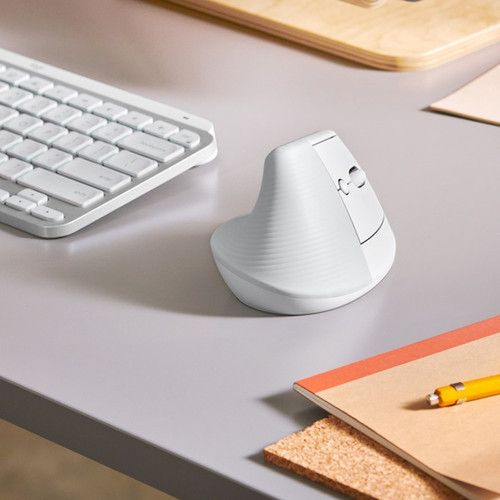 Logitech Lift Vertical Ergonomic Mouse Off-white - Optical - Wireless - BluetoothRadio Frequency - Off White - USB - 4000 dpi - - 6 910-006469