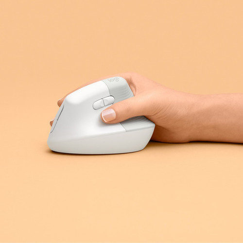 Logitech Lift Vertical Ergonomic Mouse Off-white - Optical - Wireless - BluetoothRadio Frequency - Off White - USB - 4000 dpi - - 6 910-006469