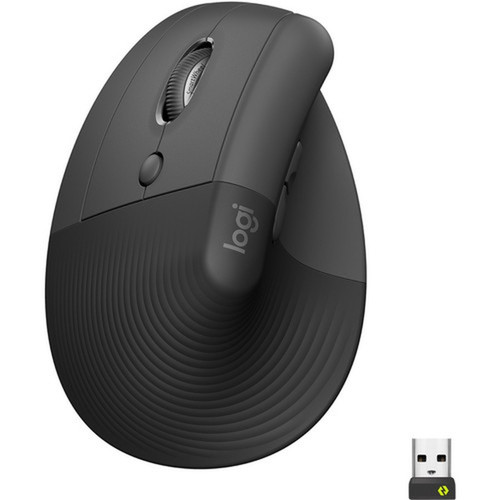 Logitech Lift Left Vertical Ergonomic Mouse Graphite - Optical - Wireless - BluetoothRadio Frequency - Graphite - USB - 4000 dpi - 910-006467