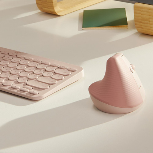 Logitech Lift Vertical Ergonomic Mouse Rose - Optical - Wireless - BluetoothRadio Frequency - Rose - USB - 4000 dpi - Scroll Wheel 910-006472