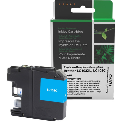 Clover Technologies Remanufactured High Yield Inkjet Ink Cartridge - Alternative for Brother LC1032PKS, LC1033PKS, LC103C - Cyan - 1 - (Fleet Network)
