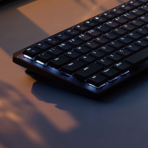 Logitech MX Mechanical Mini Minimalist Wireless Illuminated Keyboard Clicky Graphite - Wireless Connectivity - BluetoothRF - ft - 920-010552