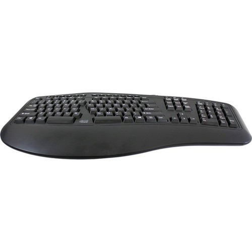Adesso Desktop Ergonomic Keyboard - Cable Connectivity - USB Interface - 105 Key - 20 Multimedia Internet Volume Down Volume Up - AKB-150UB
