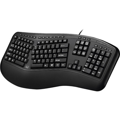Adesso Desktop Ergonomic Keyboard - Cable Connectivity - USB Interface - 105 Key - 20 Multimedia Internet Volume Down Volume Up - AKB-150UB