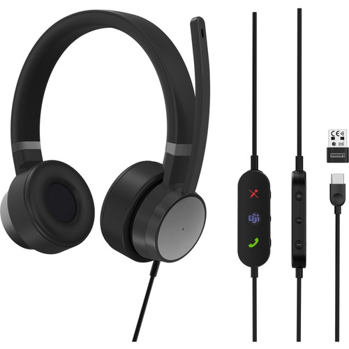 Lenovo Go Wired ANC Headset (Thunder Black) - Stereo - USB Type C, USB Type A - Wired - 32 Ohm - 20 Hz - 20 kHz - Over-the-head - - - (Fleet Network)