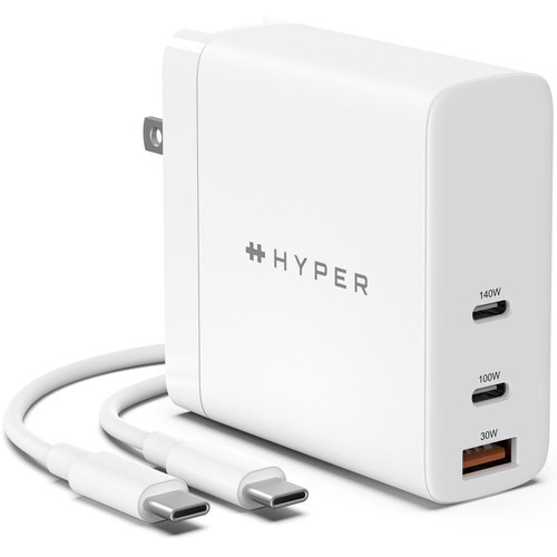 Hyper HyperJuice 140W PD 3.1 USB-C Charger (Includes 2m USB-C Cable) - 140 W - White (Fleet Network)