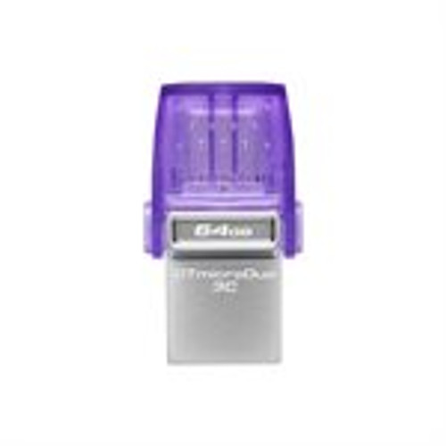 Kingston DataTraveler microDuo 3C USB Flash Drive - 64 GB - USB 3.2 (Gen 1) Type A, USB 3.2 (Gen 1) Type C - 200 MB/s Read Speed - 5 (Fleet Network)