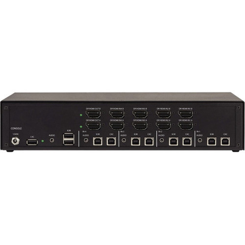 Black Box Secure KVM Switch - FlexPort HDMIDisplayPort - 4 Computers - 2 Local Users - 3840 x 2160 - 11 x USBHDMIDisplayPort - KVS4-2004HVX
