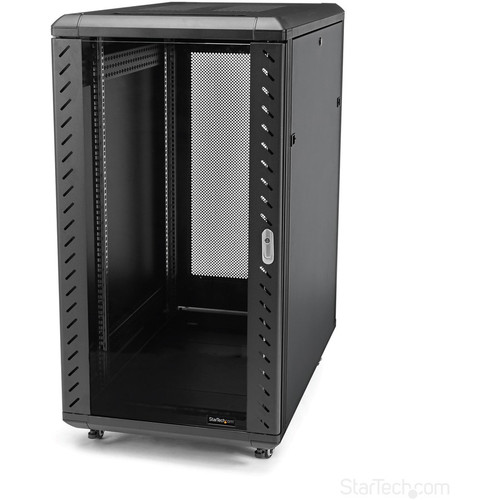 StarTech.com 22U Server Rack Cabinet on Wheels - 36 inch Adjustable Depth - Portable Network Equipment Enclosure (RK2236BKF) - Store - (Fleet Network)