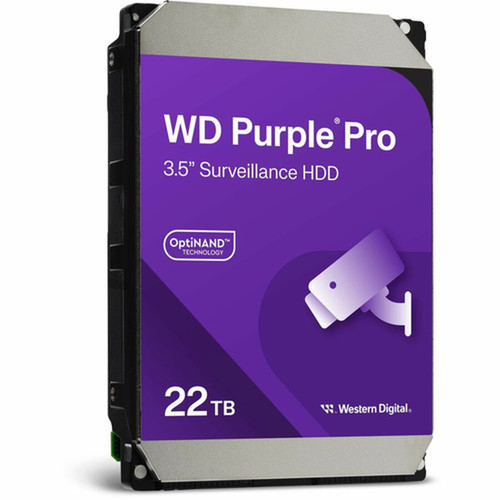 WD Purple Pro WD221PURP 22 TB Hard Drive - 35 Internal - SATA SATA600 - Conventional Magnetic Recording CMR Method - Server - WD221PURP