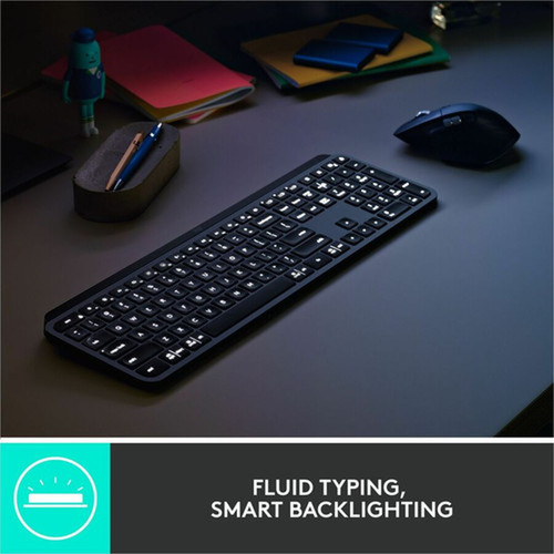 Logitech MX Keys Combo for Business Keyboard  Mouse - USB Wireless Bluetooth Keyboard - USB Wireless Bluetooth Mouse - Darkfield - - 920-010923