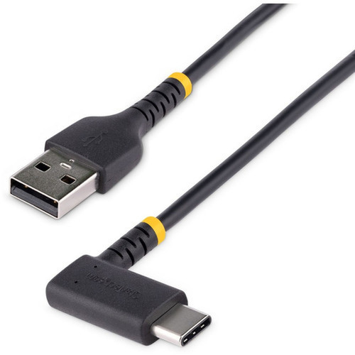 StarTechcom 12in 30cm USB A to C Charging Cable Right Angle Heavy Duty Fast Charge USB-C Cable Durable and Rugged Aramid Fiber - R2ACR-30C-USB-CABLE