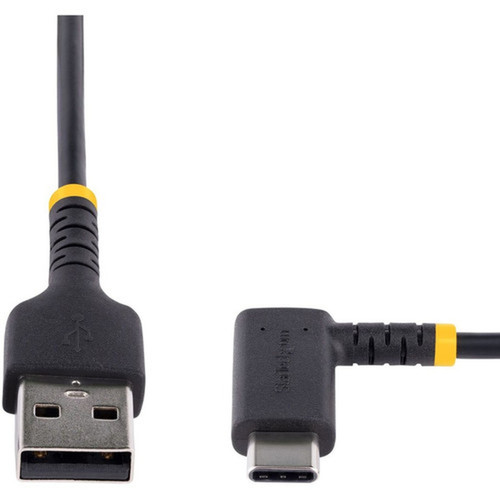 StarTechcom 12in 30cm USB A to C Charging Cable Right Angle Heavy Duty Fast Charge USB-C Cable Durable and Rugged Aramid Fiber - R2ACR-30C-USB-CABLE