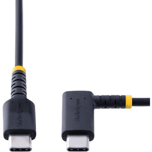 StarTechcom 6in 15cm USB C Charging Cable Right Angle 60W PD 3A Heavy Duty Fast Charge USB-C Cable Durable Rugged Aramid Fiber - R2CCR-15C-USB-CABLE