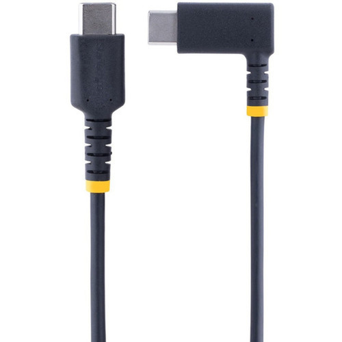 StarTechcom 1ft 30cm USB C Charging Cable Right Angle 60W PD 3A Heavy Duty Fast Charge USB-C Cable Durable Rugged Aramid Fiber - R2CCR-30C-USB-CABLE