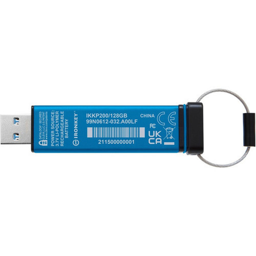 Kingston Keypad 200 128GB USB 32 Gen 1 Type A Flash Drive - 128 GB - USB 32 Gen 1 Type A - 145 MBs Read Speed - 115 MBs Write IKKP200128GB