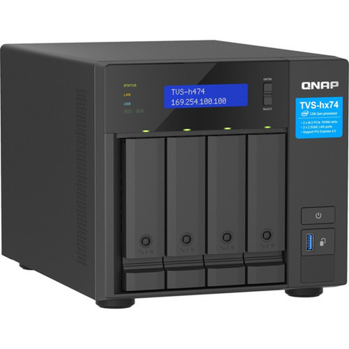 QNAP TVS-h474-PT-8G SANNAS Storage System - 1 x Intel Pentium Gold G7400 Dual-core 2 Core 370 GHz - 4 x HDD Supported - 0 x HDD - TVS-H474-PT-8G-US