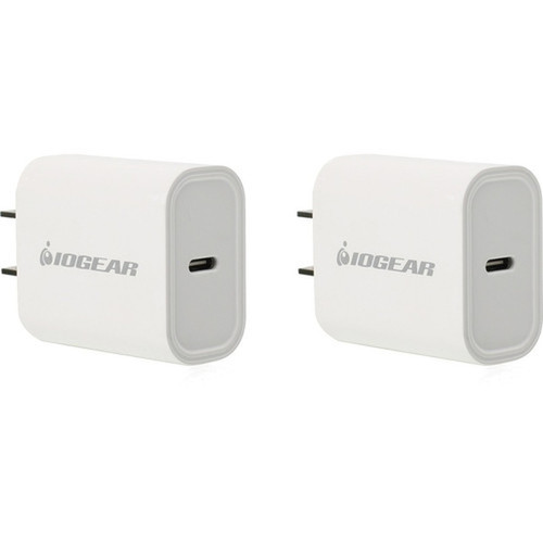 IOGEAR GearPower Compact USB-C 20W Charger 2 Pack - 2 Pack - 20 W - 5 V DC3 A 9 V DC 12 V DC Output GPAWC20W2P
